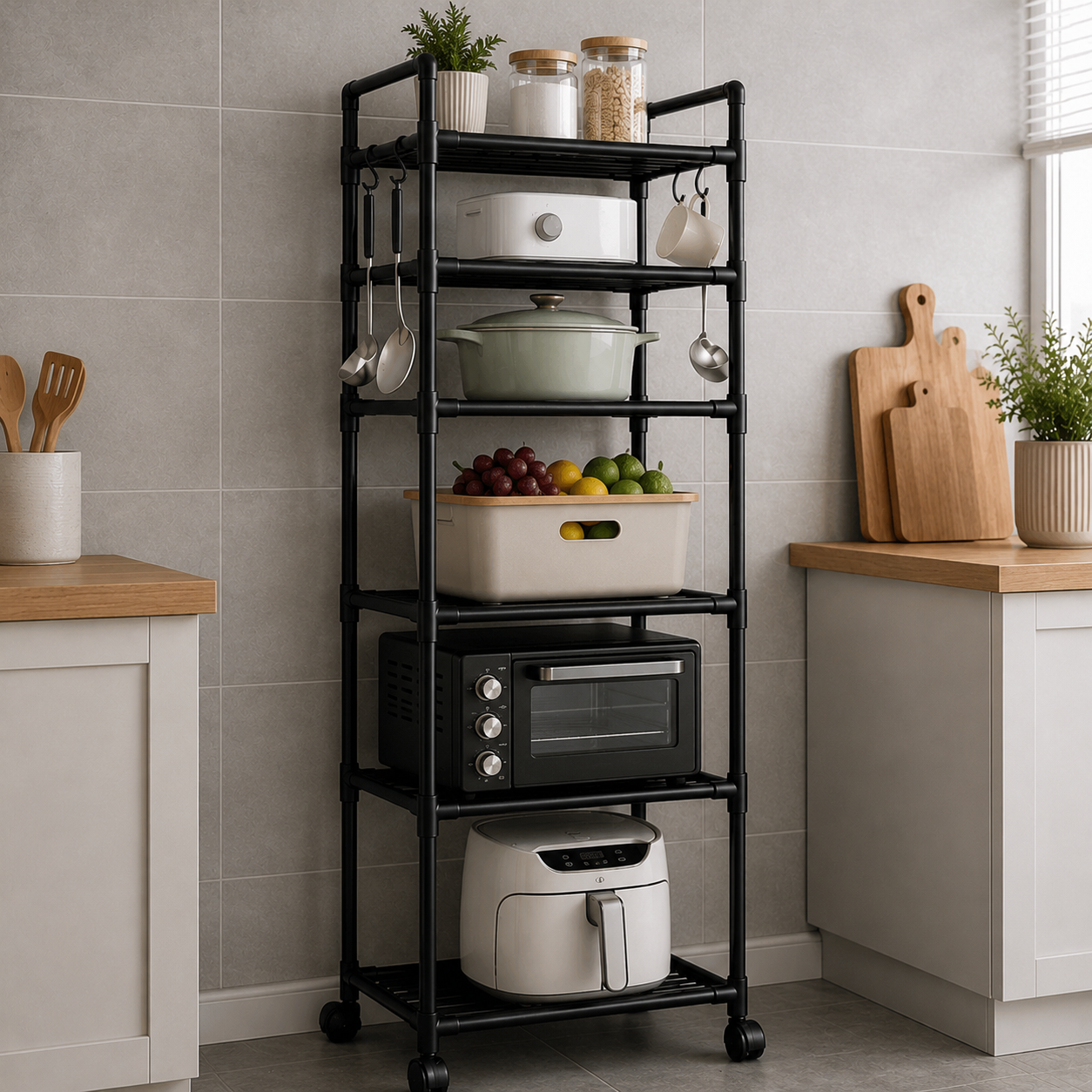 Rack organizador de cocina con ruedas 170 cm
